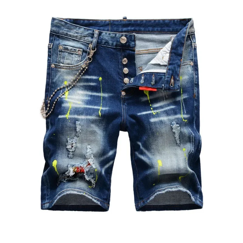 Mens Light Blue Straight Denim Shorts