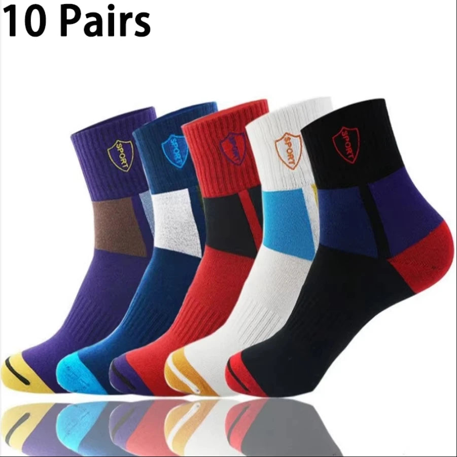 5 Pairs Of Men's Socks, Autumn And Winter Vintage Athletic Style