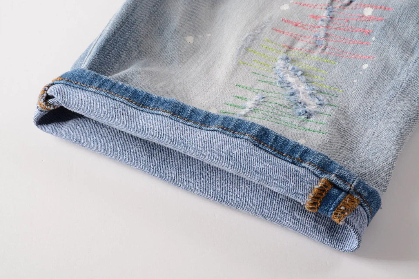 Mens Light Blue Straight Denim Shorts