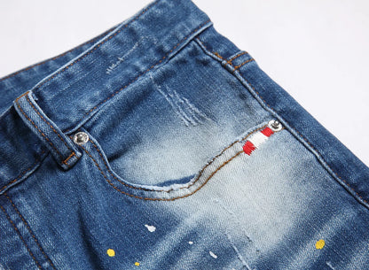 Mens Light Blue Straight Denim Shorts