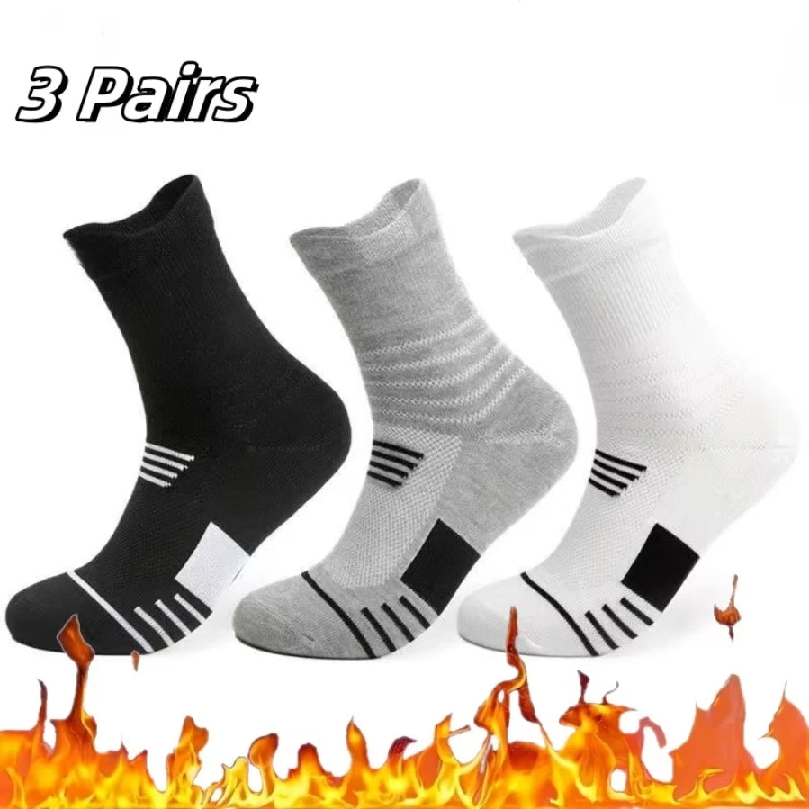 5 Pairs Of Men's Socks, Autumn And Winter Vintage Athletic Style