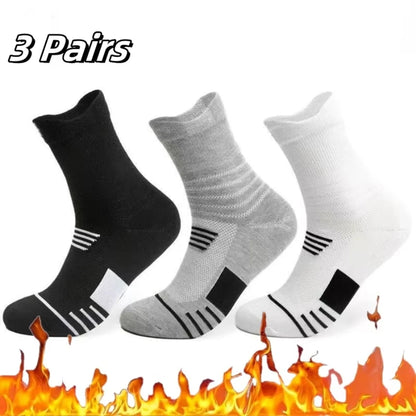 5 Pairs Of Men's Socks, Autumn And Winter Vintage Athletic Style