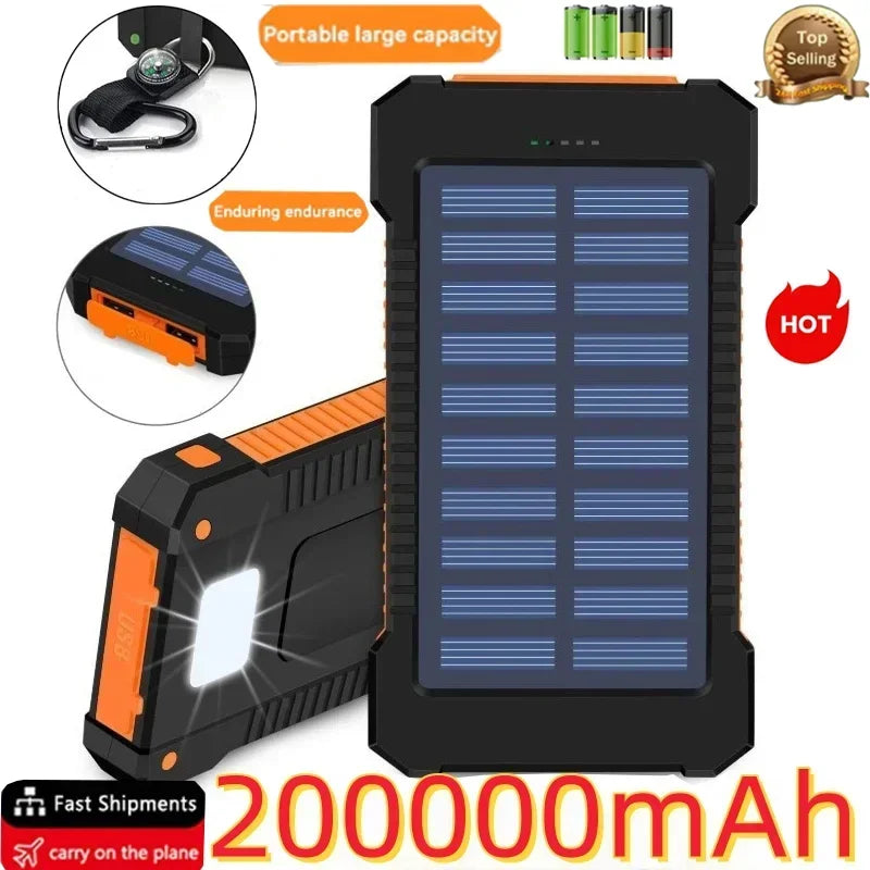 Portable Solar Powered Battery Charger / Power-bank 200000mah