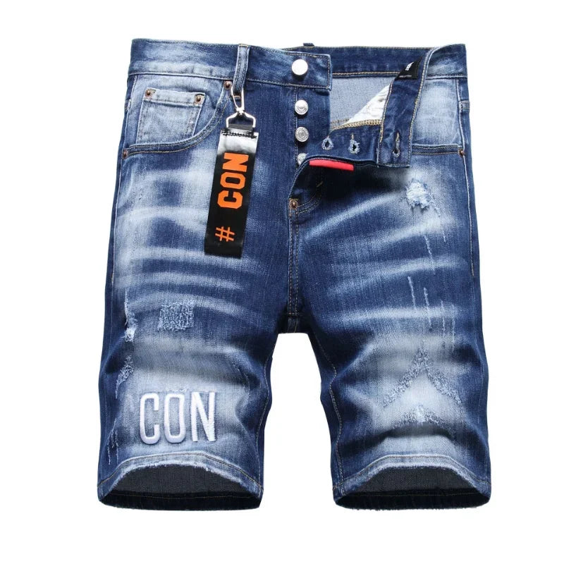 Mens Light Blue Straight Denim Shorts