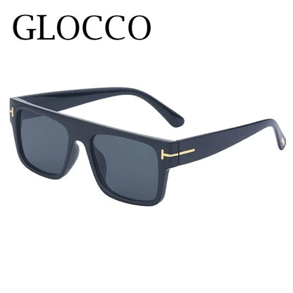 Fashion Vintage Square Men's Sunglasses 2024 Luxury Brand Designer Big Frame Women Sun Glasses Rectangle Flat Top Black Shades