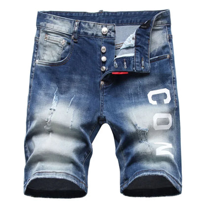 Mens Light Blue Straight Denim Shorts