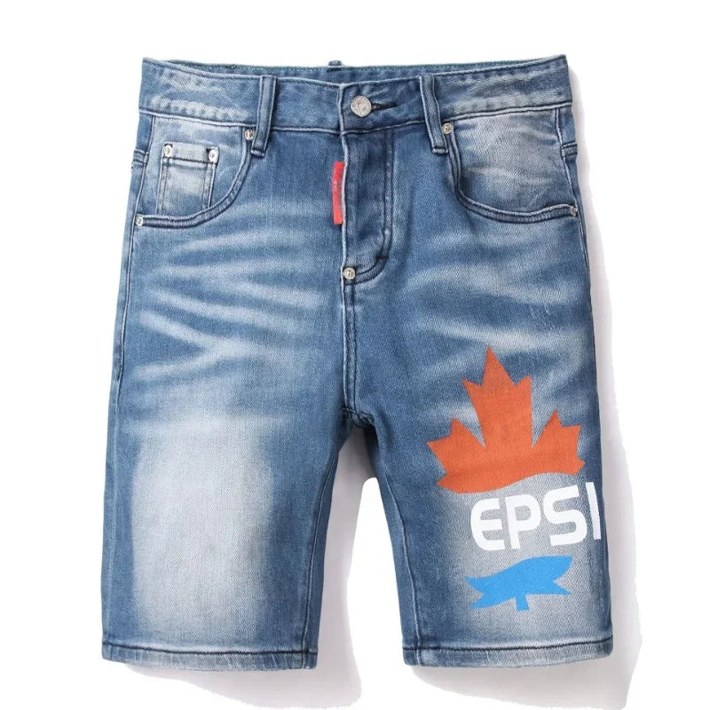 Mens Light Blue Straight Denim Shorts